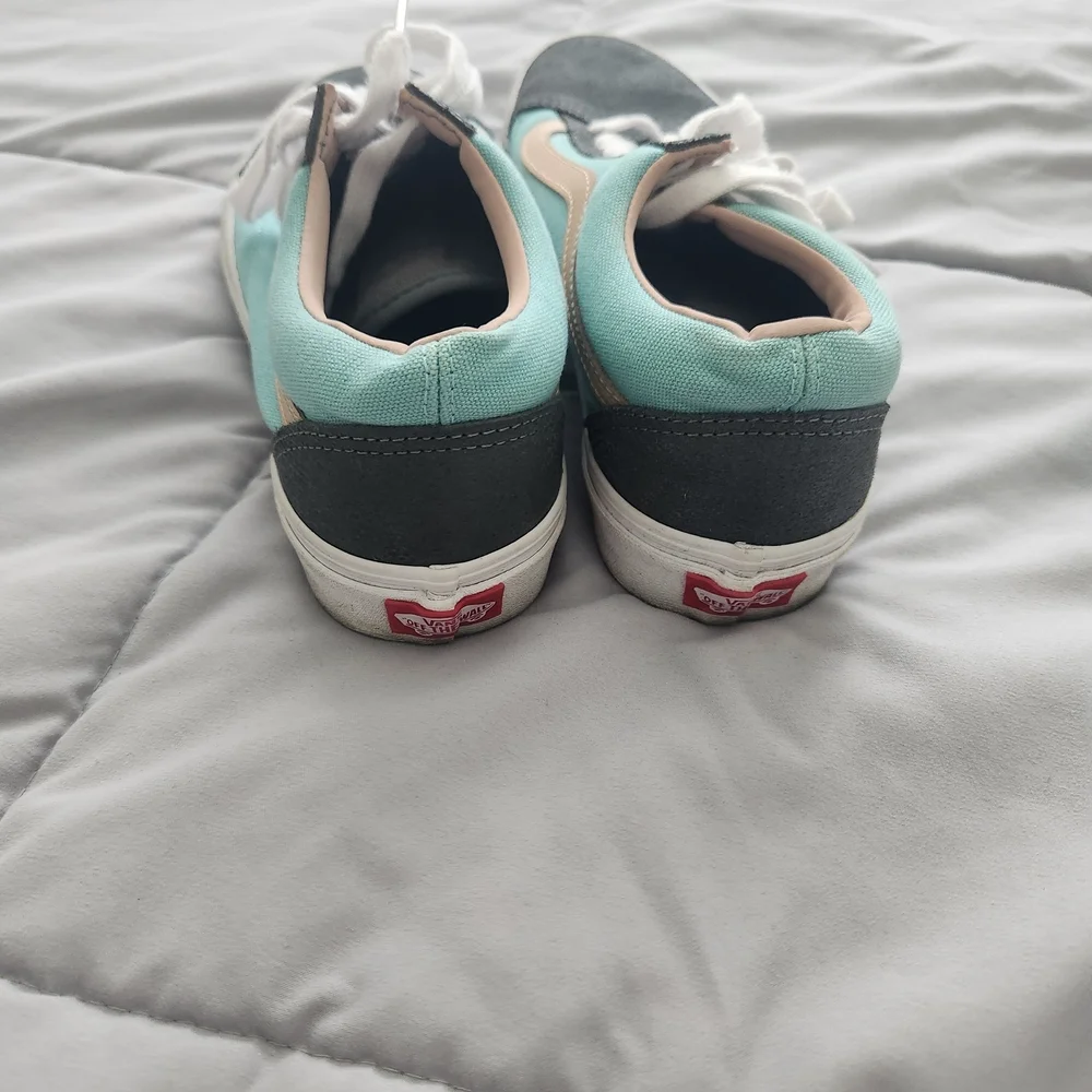 Vans Teal and Gray Shoes with White Laces - Picture 3 of 4